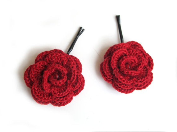 Crochet Rose bobby pin